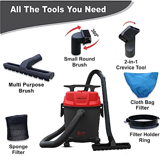 Mellerware INALSA Vacuum Cleaner Wet and Dry 1200 Watt- MWVC 01 with 3in1 Multifunction Wet/Dry/Blowing| 14KPA Suction and Impact Resistant Polymer Tank,(Black/Red), (Wet & Dry MWVC 01) Mellerware INALSA Vacuum Cleaner Wet and Dry 1200 Watt- MWVC 01 with 3in1 Multifunction Wet/Dry/Blowing| 14KPA Suction and Impact Resistant Polymer Tank,(Black/Red), (Wet & Dry MWVC 01)